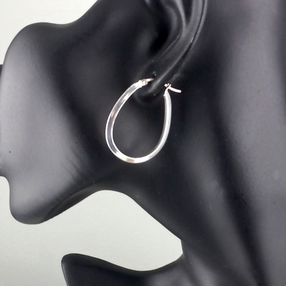 925 Oval Silver Hoop Earrings